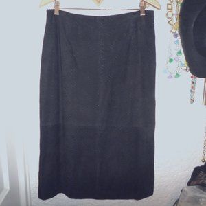 Carina New York Black Perforated Suede Midi Skirt Sz 16